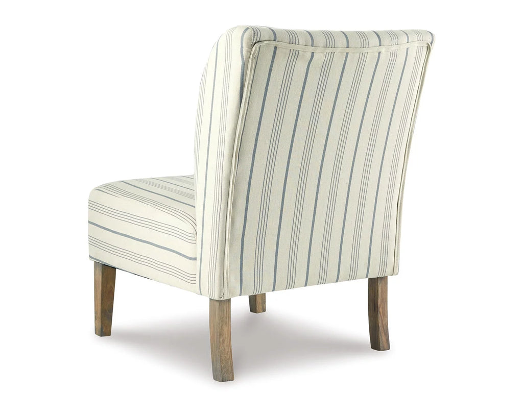 Cream with Blue Pinstripe Armless Accent Chair C7166