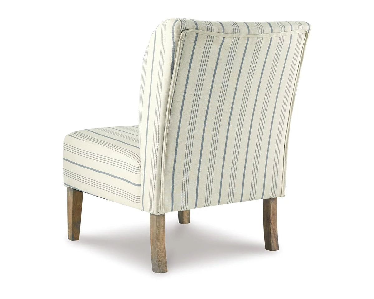 Cream with Blue Pinstripe Armless Accent Chair C7166