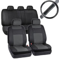 2-Tone PU Leather Car Seat Covers with Steering Wheel Cover L842