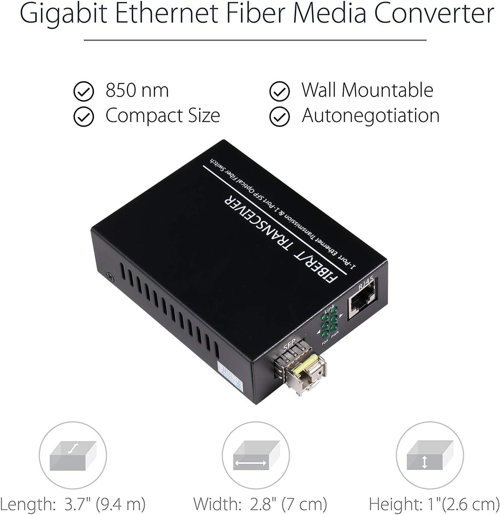 A Pair of 1.25G/s Bidi Gigabit Single-Mode Fiber Ethernet Media Converter with 2PCS Bidi SFP LC Transceiver Module Included, 10/100/1000Base-Tx to 1000Base-SX SMF RJ45 to SFP Slot up to 30KM Pack of 2 P759