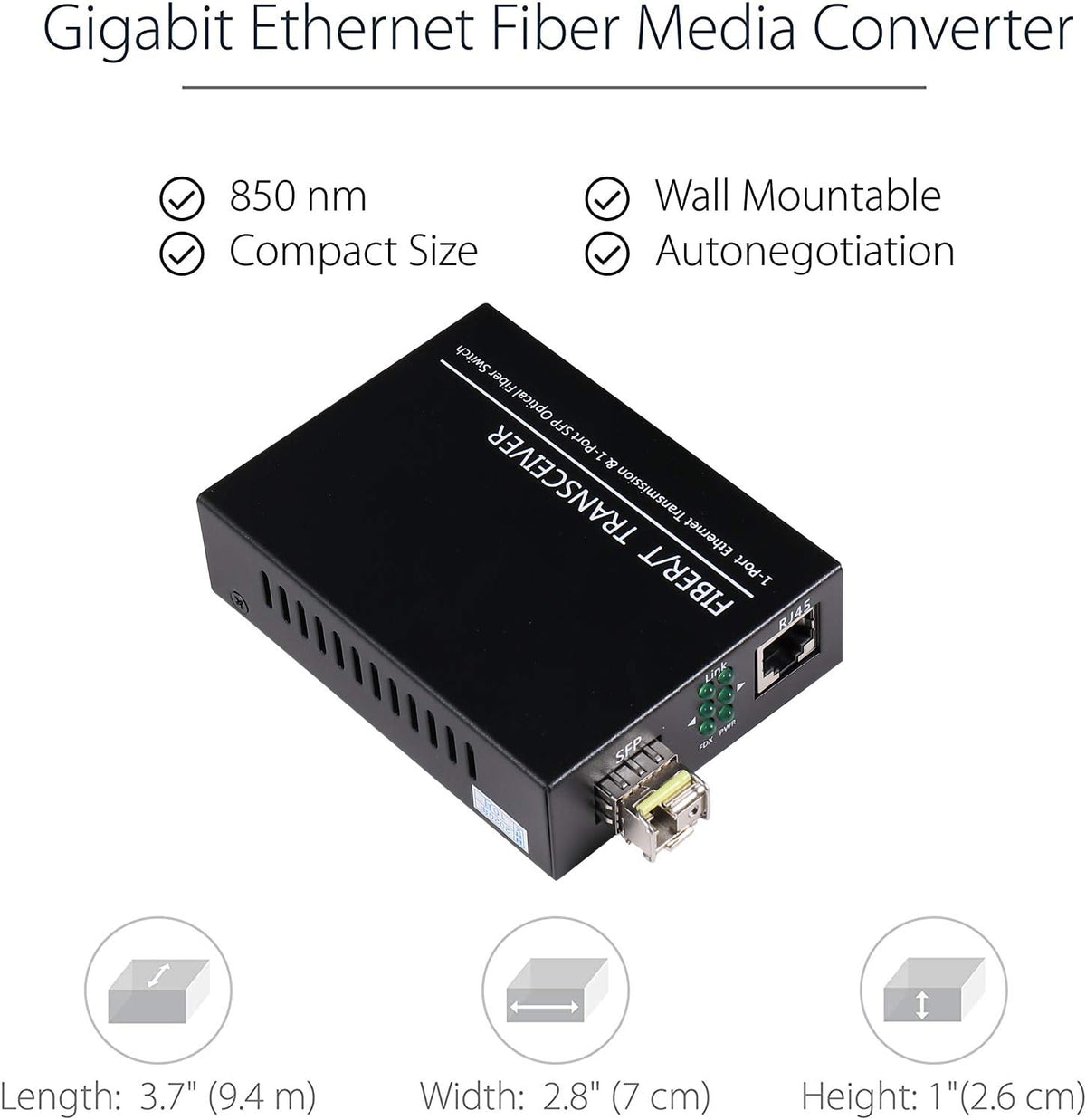 A Pair of 1.25G/s Bidi Gigabit Single-Mode Fiber Ethernet Media Converter with 2PCS Bidi SFP LC Transceiver Module Included, 10/100/1000Base-Tx to 1000Base-SX SMF RJ45 to SFP Slot up to 30KM Pack of 2 P759