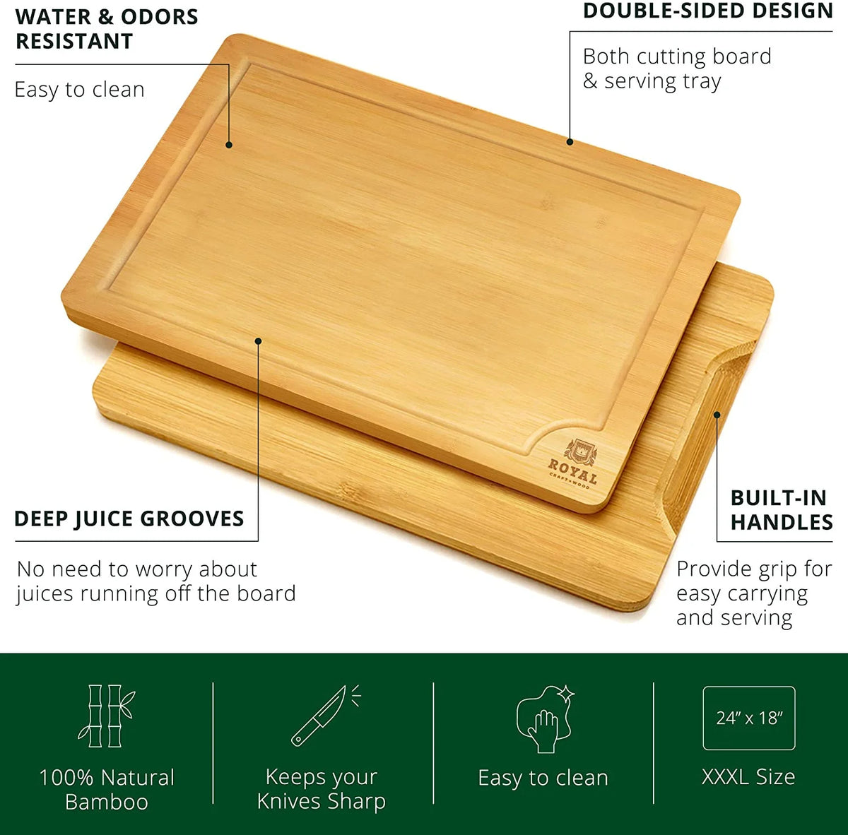 Bamboo Cutting Board 24" x 18" with Juice Groove T794
