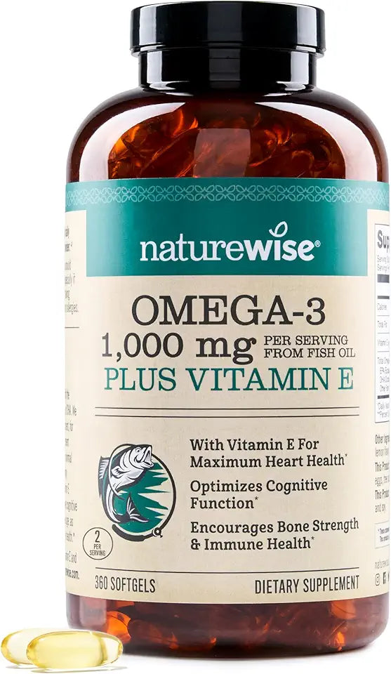 Extra-Strength Omega 3 Fish Oil 1000mg 600 EPA 400 DHA Vitamin E Lemon Flavor 360 Softgels Q4922