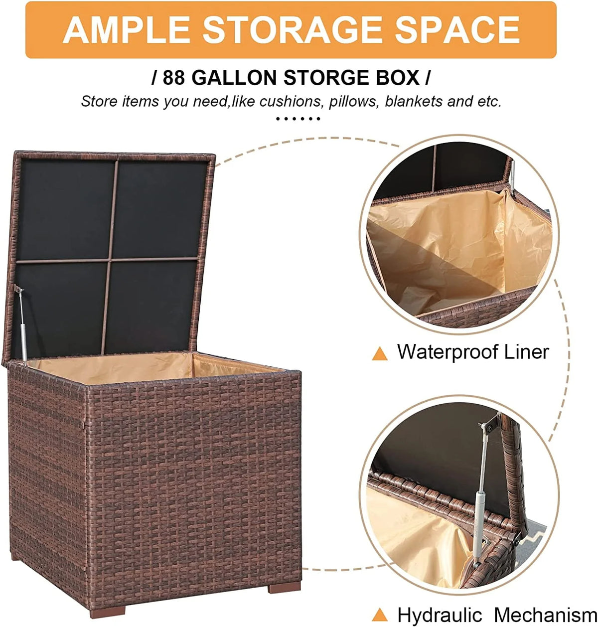 8 Pc Wicker Rattan Outdoor Furniture Set with Storage Box U27558