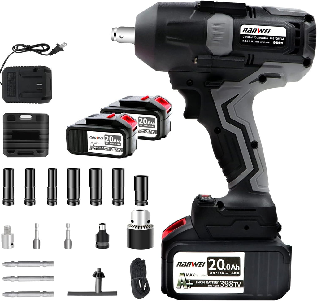 1/2-inch Brushless Impact Wrench with Detent Pin Anvil, 2 Battery 4.0A Li-ion, 600N W7351