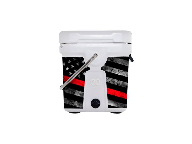 Red Line Decal Wrapped White 30 Hard Cooler T34835