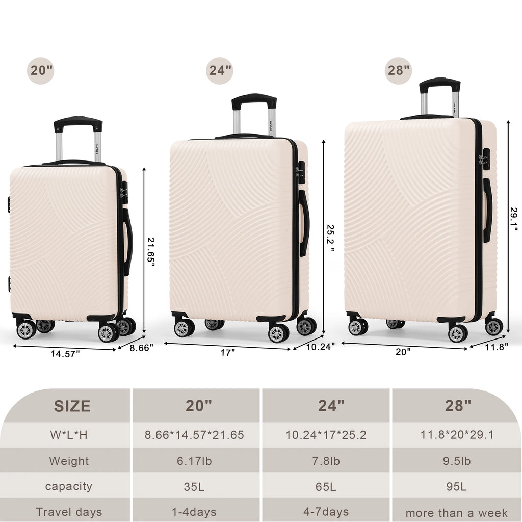 3 Piece Hardside Luggage Set with TSA Lock Spinner Wheels I554265