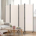 4 Panel Folding Room Divider with 5 Curved Metal Feet White C2726