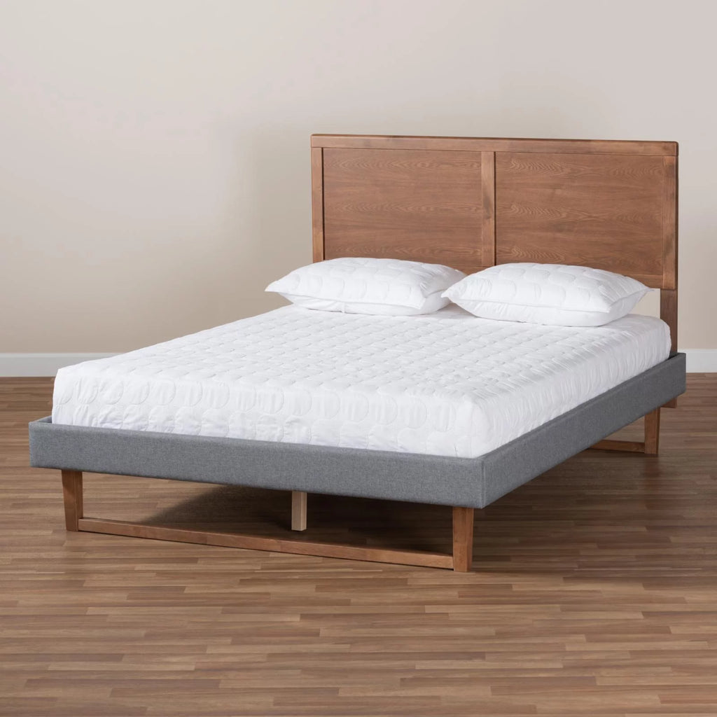 King Size Dark Gray Upholstered Wood Platform Bed I167