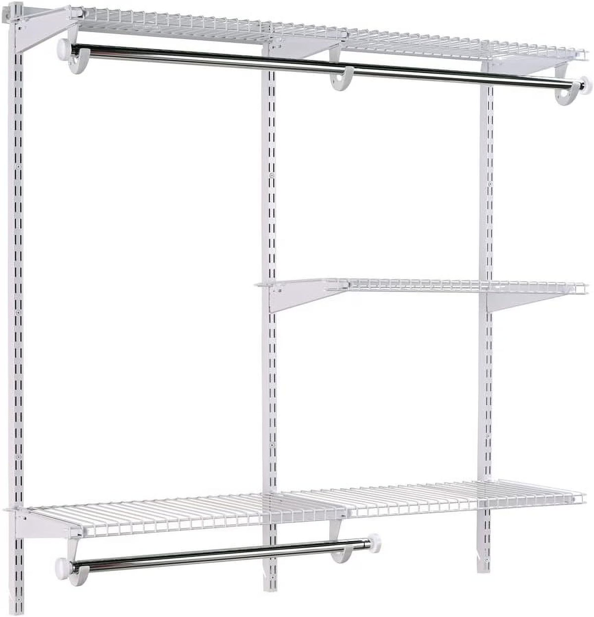 White Wire Shelving Kit with Expandable Shelving and Telescoping Rods A98552
