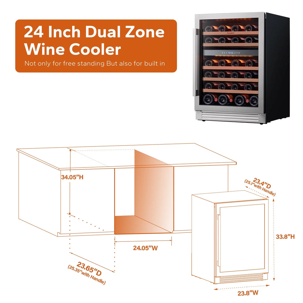 24 Inch 46 Bottle Dual Zone Wine Cooler Refrigerator H377553