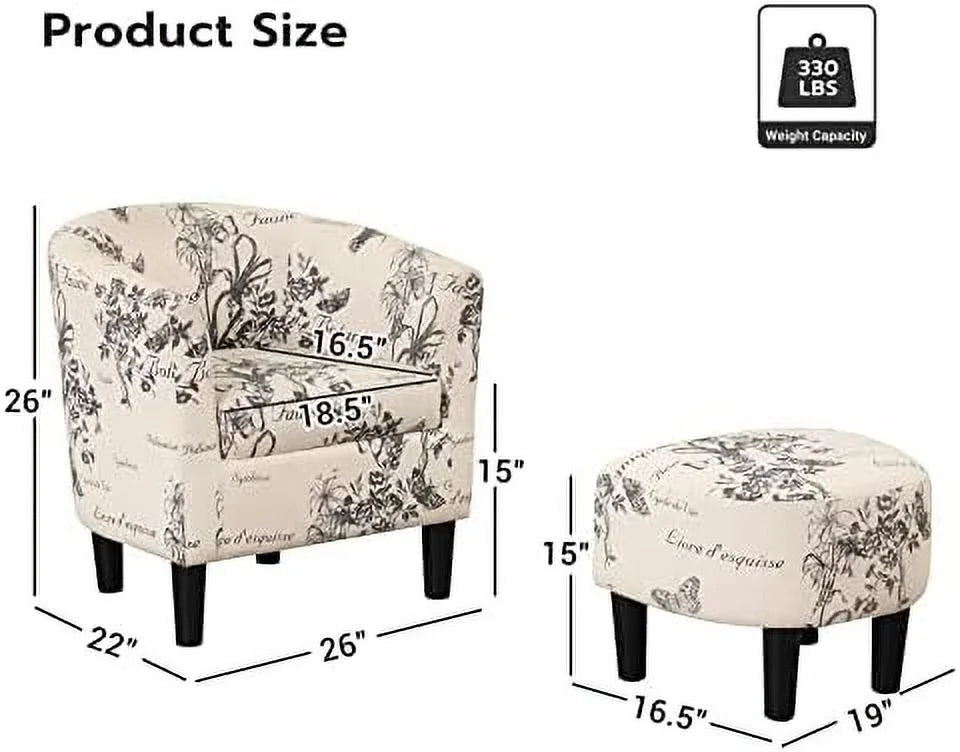 Yellow Upholstered Accent Chair with Ottoman C141197