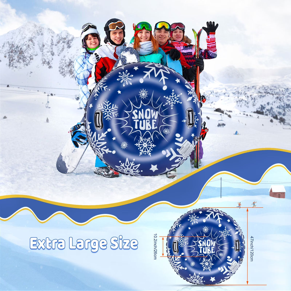47-Inch Inflatable Snow Tube Sled U6439