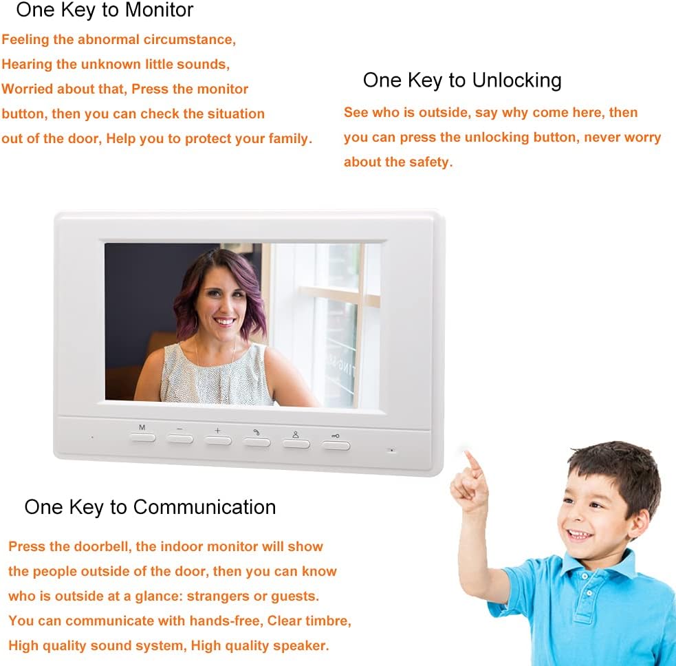 7 Inches Wired Video Door Phone System with IR Night Vision Camera I62149