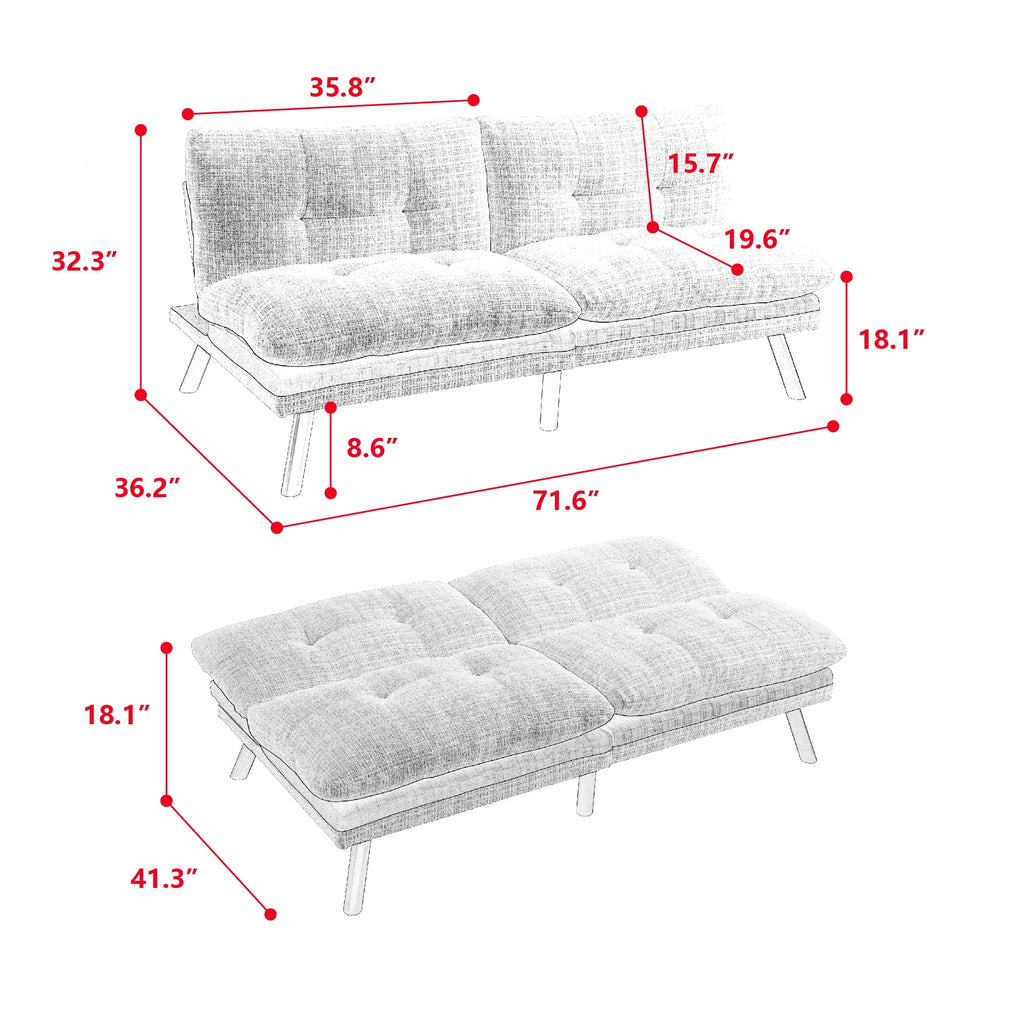 Grey Convertible Sofa Bed I169607