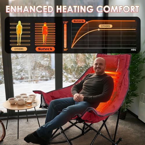 XL Oversized Heated Rocking Camping Chair with 3 Heat Levels J33600