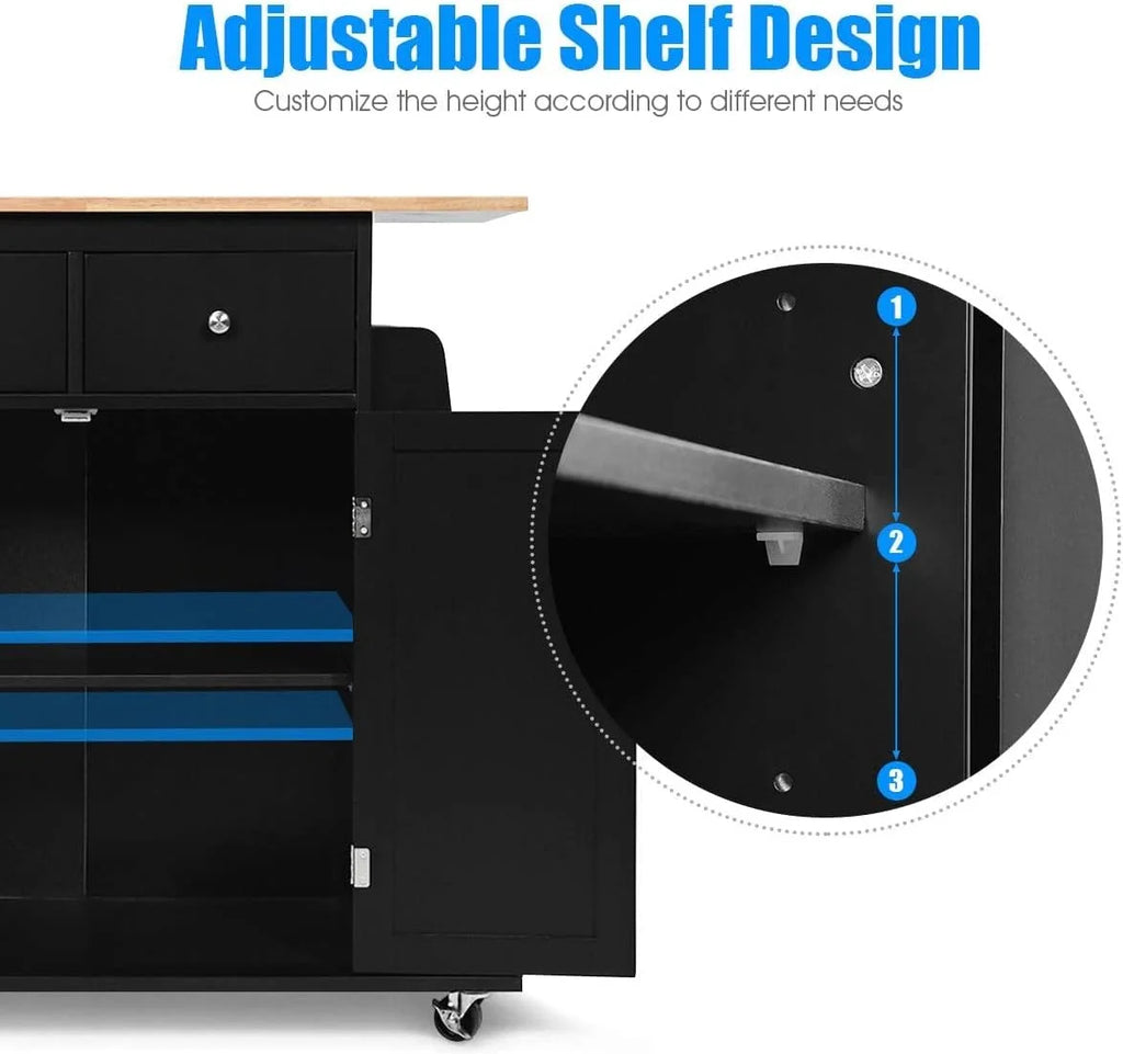 Black Wooden Kitchen Utility Cart with 2 Drawers B805