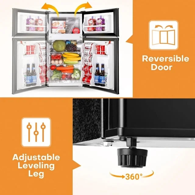 3.2 Cu.ft Double Door Mini Fridge with Freezer A29103