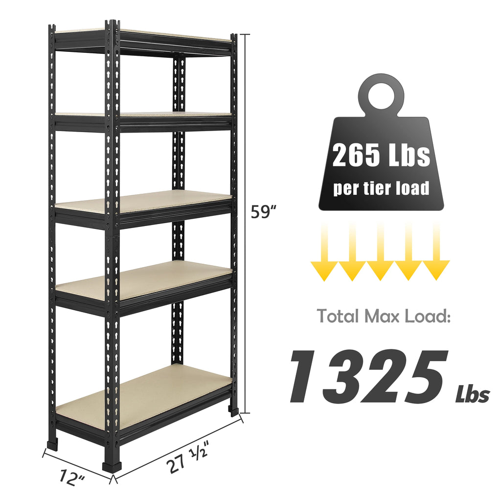 5 Tier Adjustable Metal Storage Shelves, 3 Pack P44977