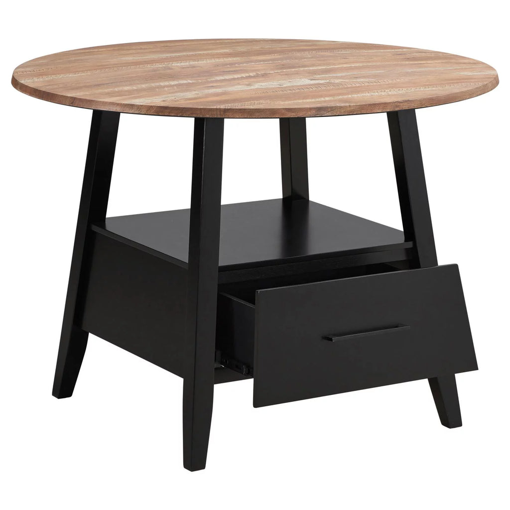 Round Counter Height Table Yukon Oak and Black X76737