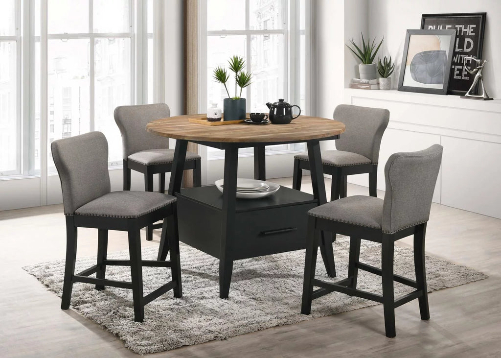 Round Counter Height Table Yukon Oak and Black X76737