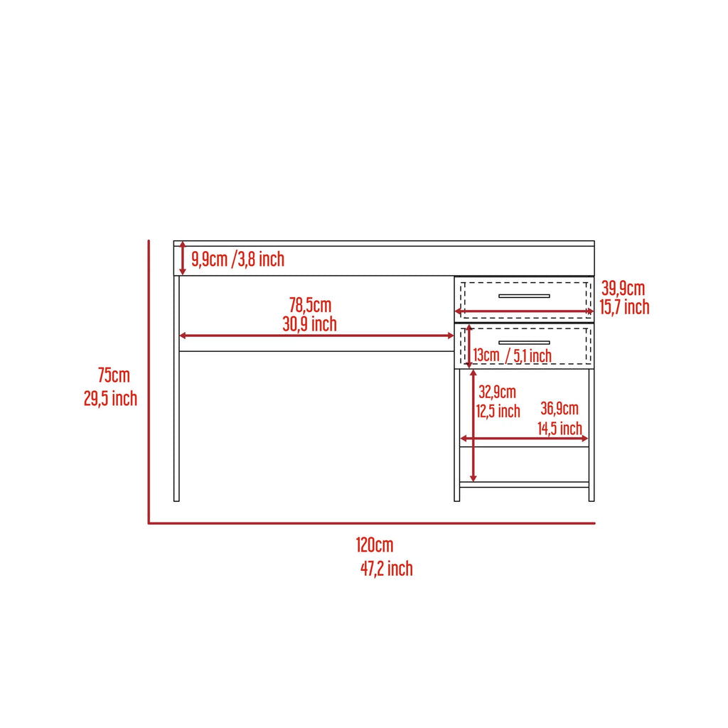 Light Gray Two Drawer Computer Desk with Lower Shelf S482