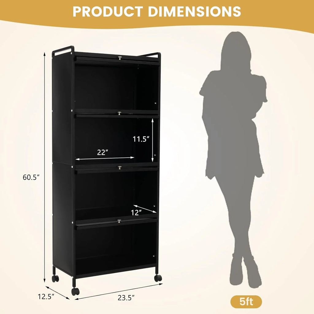 5-Tier Freestanding Kitchen Cabinet with 4 Rolling Casters R15972