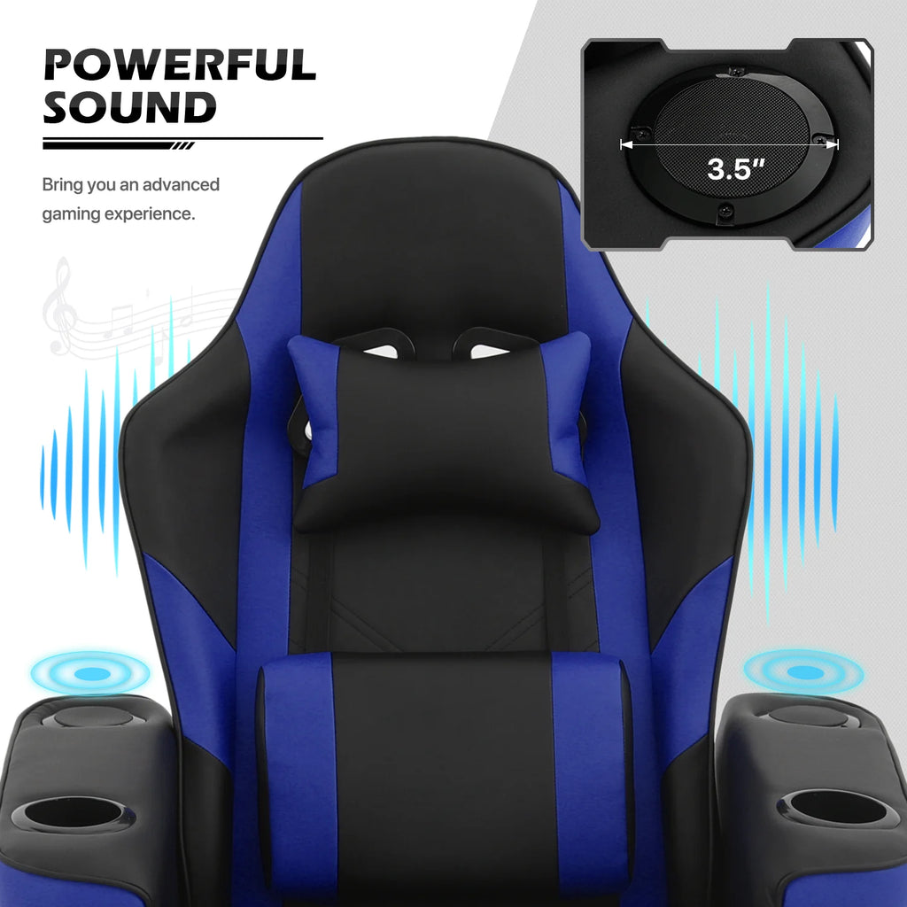 Blue Massage Gaming Recliner Chair with Speaker K232407