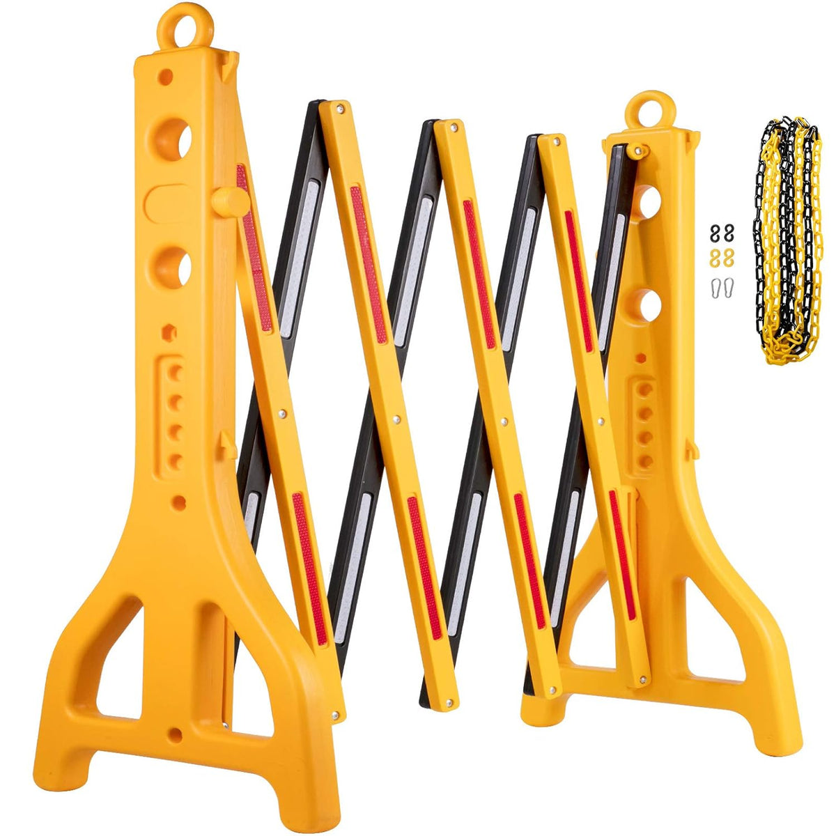 Yellow Plastic Traffic Barricade with Reflectors, 8.3ft Width, 38” Height, Pack of 2 Z14396