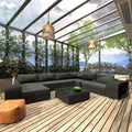 10 Piece Poly Rattan Patio Lounge Set with Cushions B732759