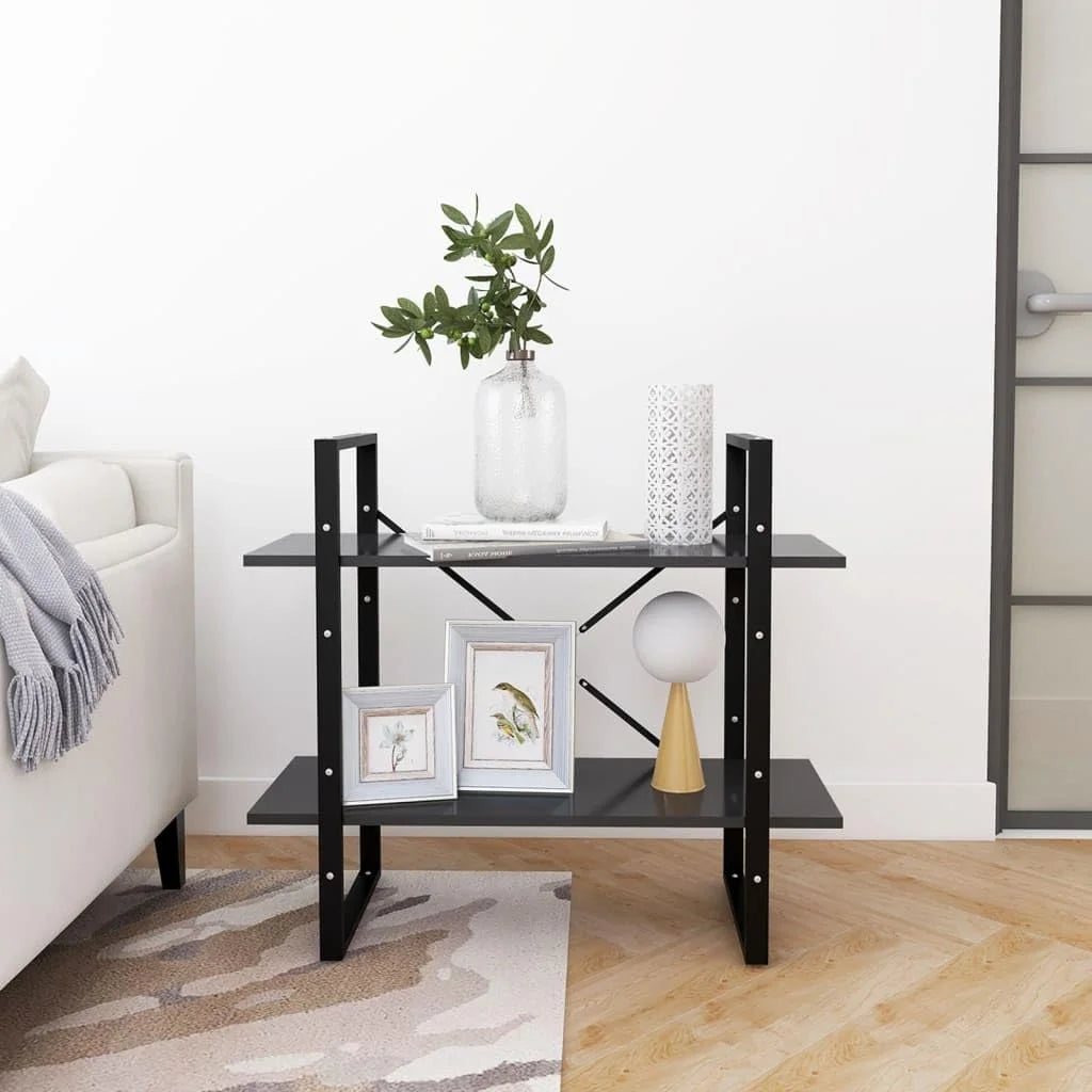 2-Tier Small Bookshelf Book Cabinet Gray Engineered Wood T753036