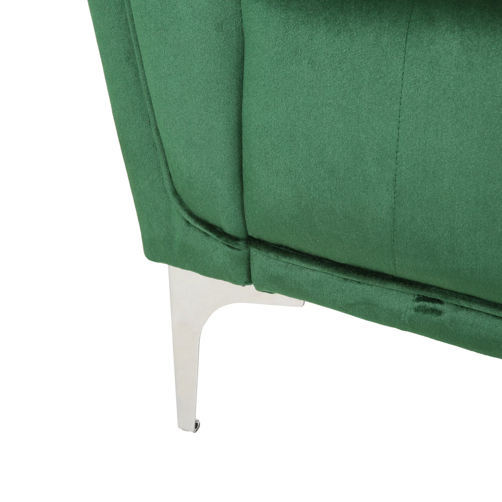 Modern Glam Velvet Tufted 3 Seater Sofa with Accent Pillows I7487