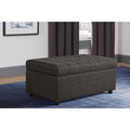 Grey Linen Rectangular Storage Ottoman T6280