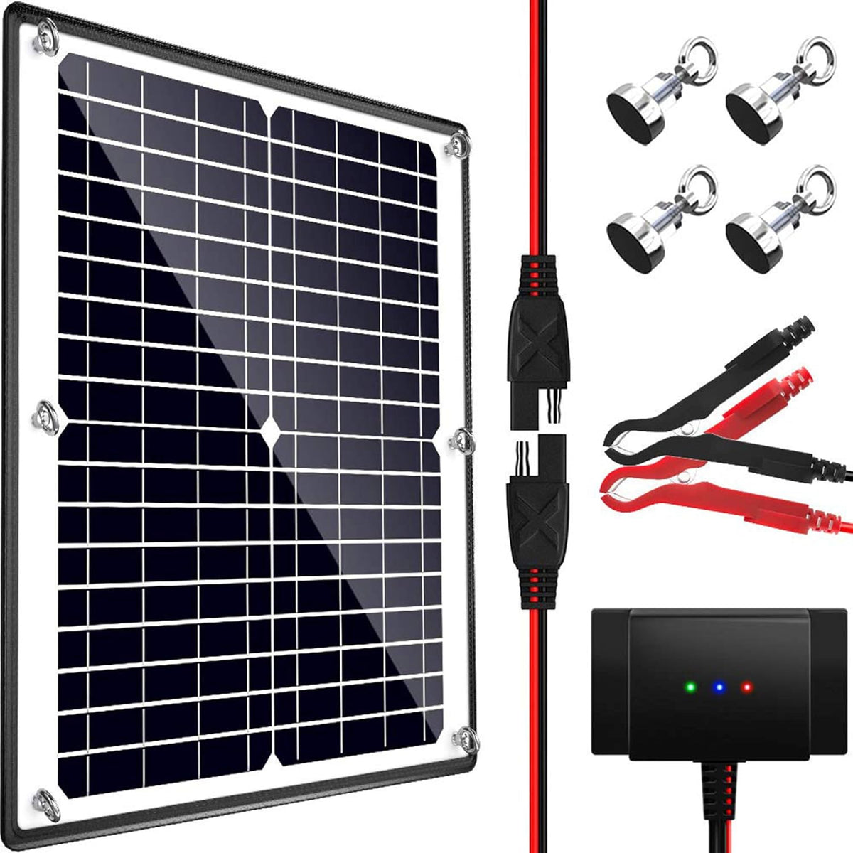 Solar Panel Kit 12V 20W Magnetic Charge Controller Waterproof Solar Battery Charger Maintainer Trickle Charger Alligator Clip M430