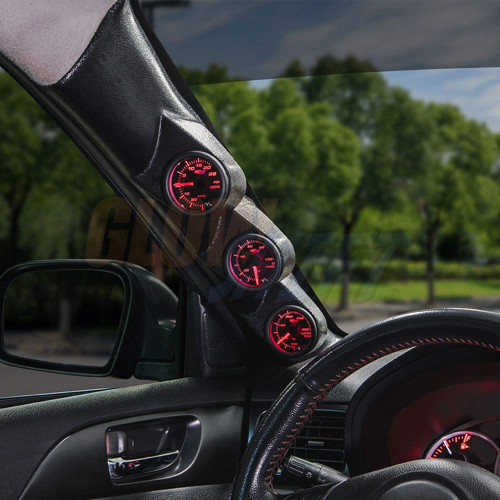 Tinted 7 Color 30 PSI Boost Vacuum Oil Pressure Oil Temperature Gauges Black Triple Pillar Pod I6800