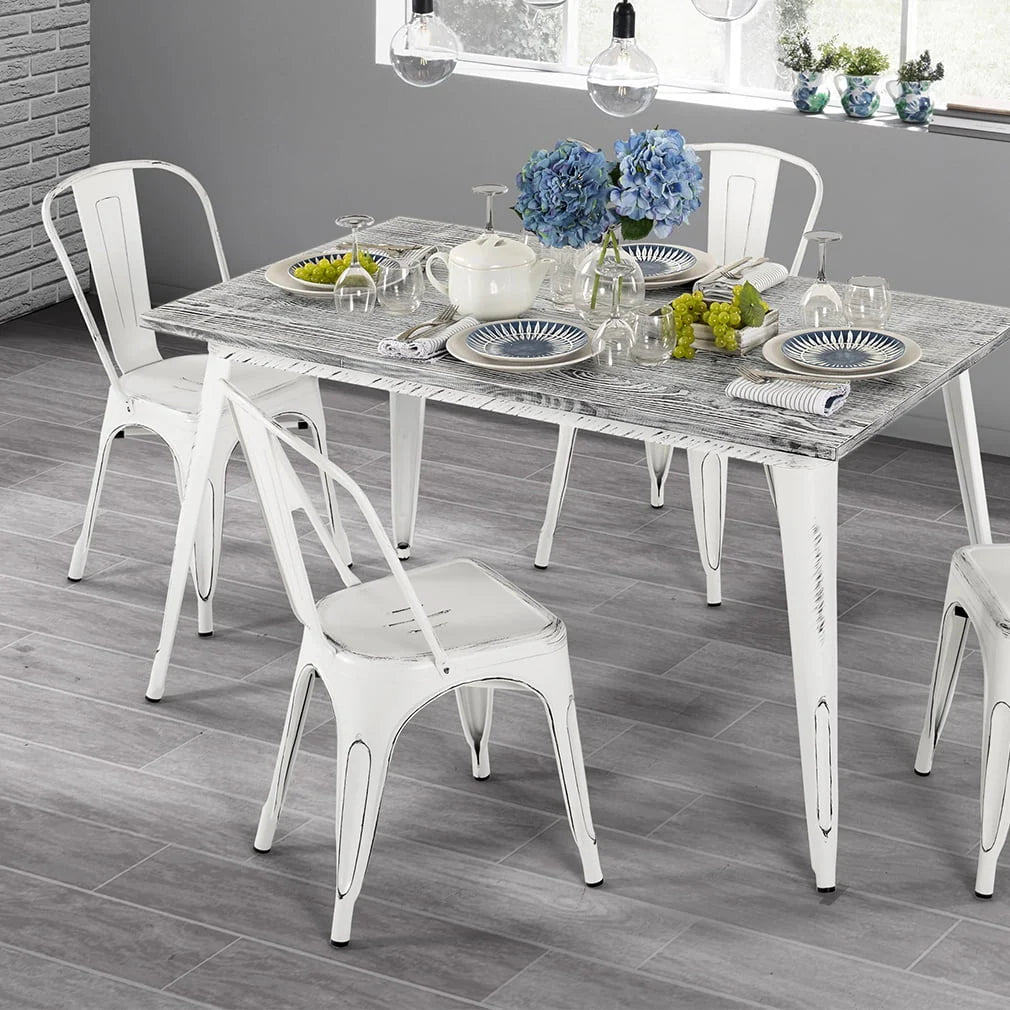 Set of 4 Stackable Metal Kitchen Chair I533