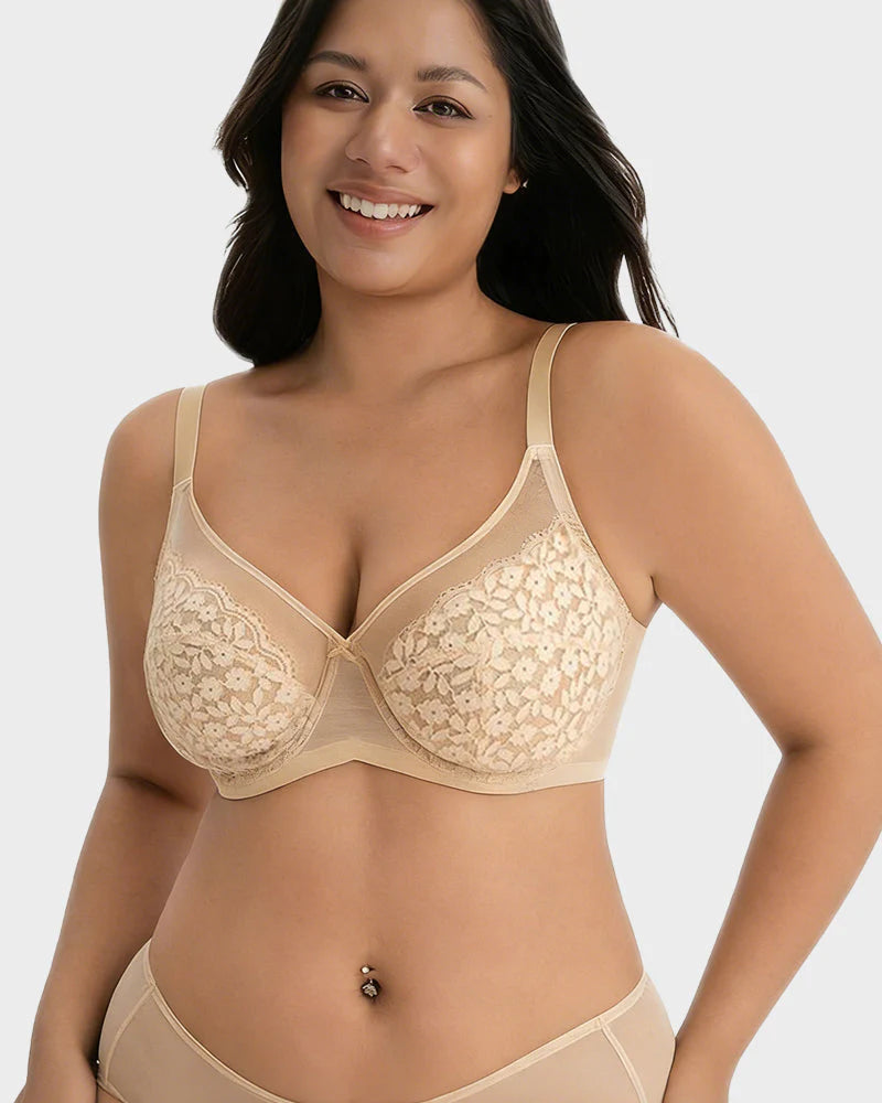 Floral Lace Minimizer Bra Full Coverage D2248