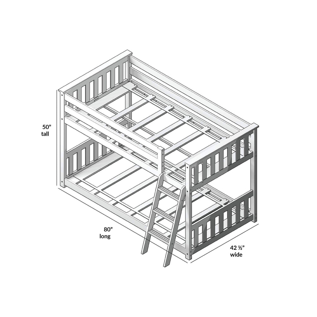 Twin Over Twin Low Bunk Bed, Natural I290043
