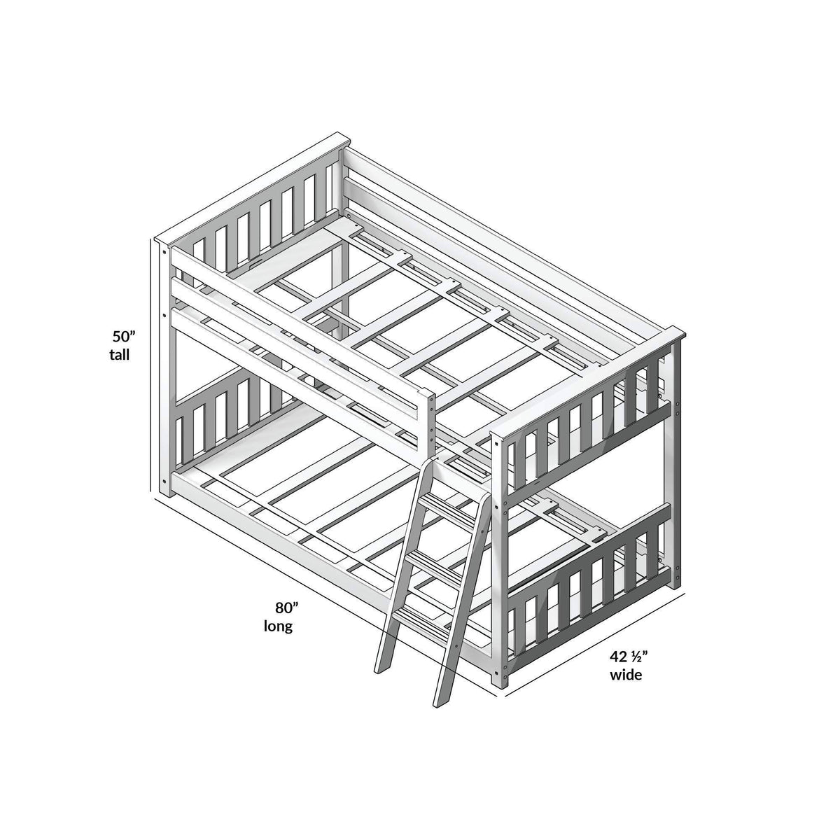 Twin Over Twin Low Bunk Bed, Natural I290043