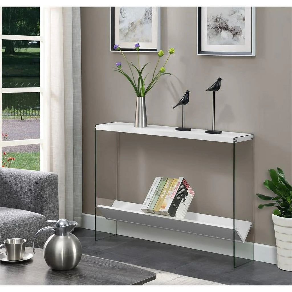 White Wood Console Table with Shelf G590