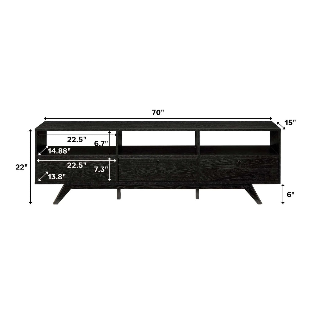 Black Mid-Century Modern Storage TV Stand W128775