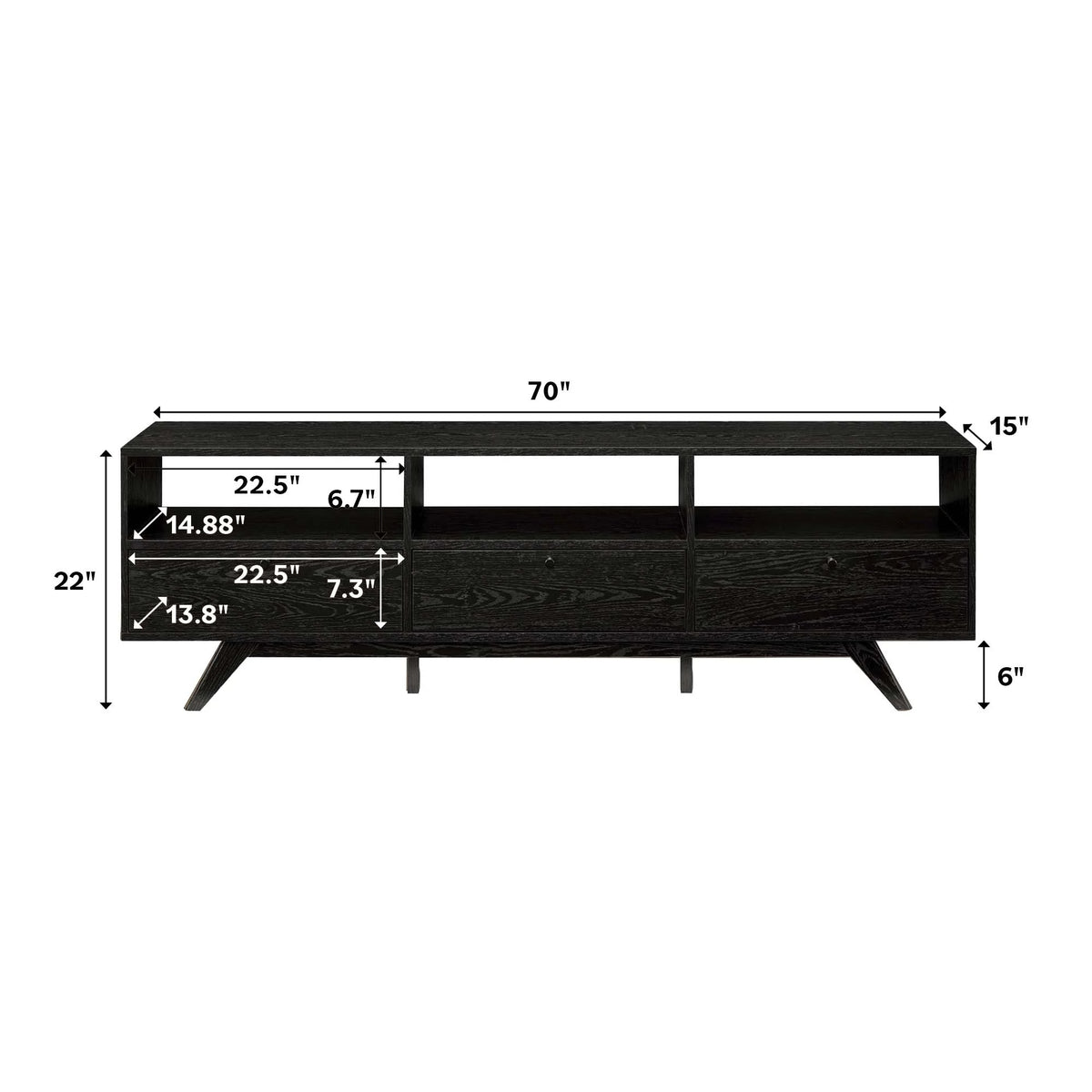 Black Mid-Century Modern Storage TV Stand W128775