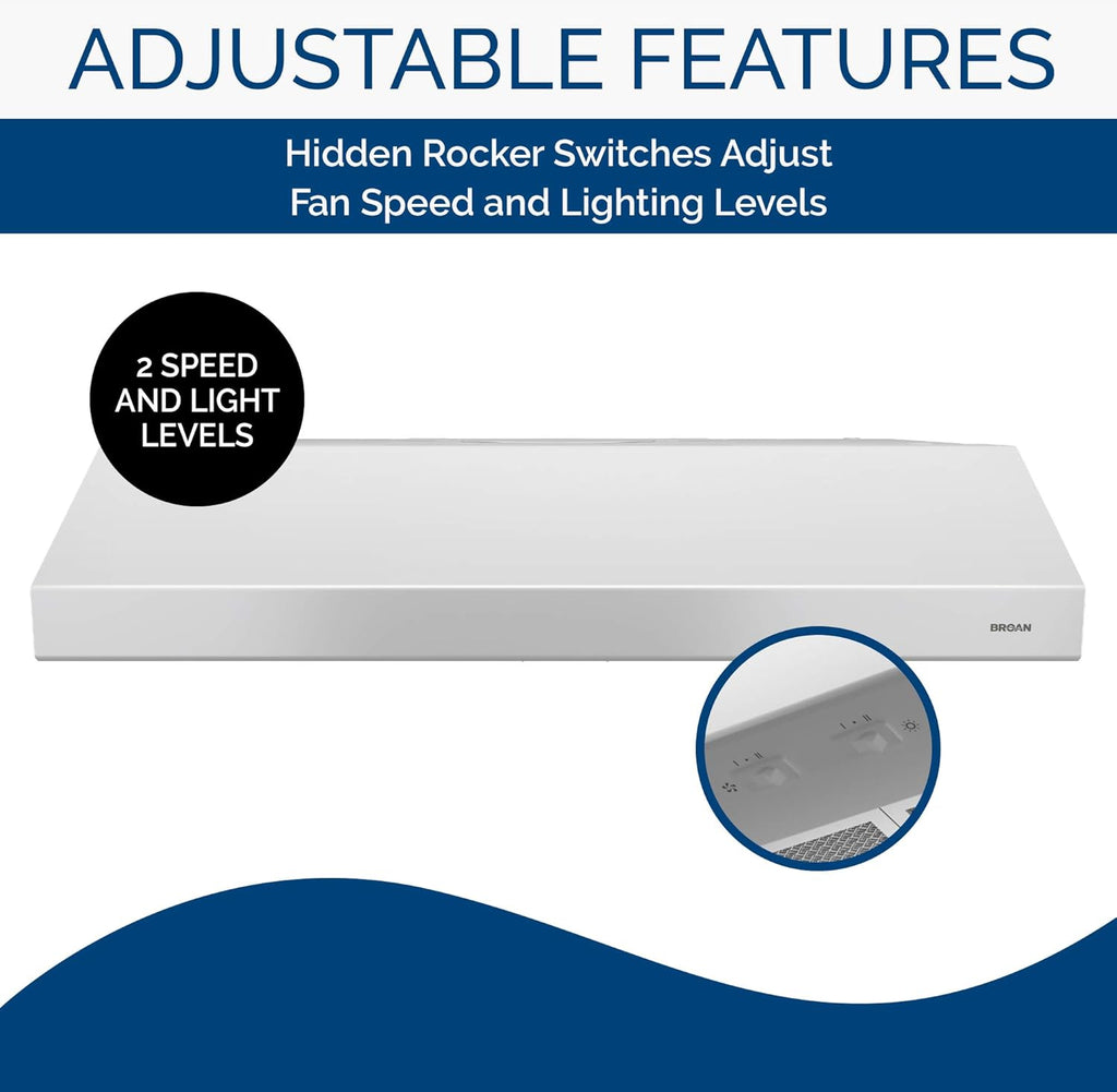 White 36-inch Under Cabinet Range Hood with Light O8156