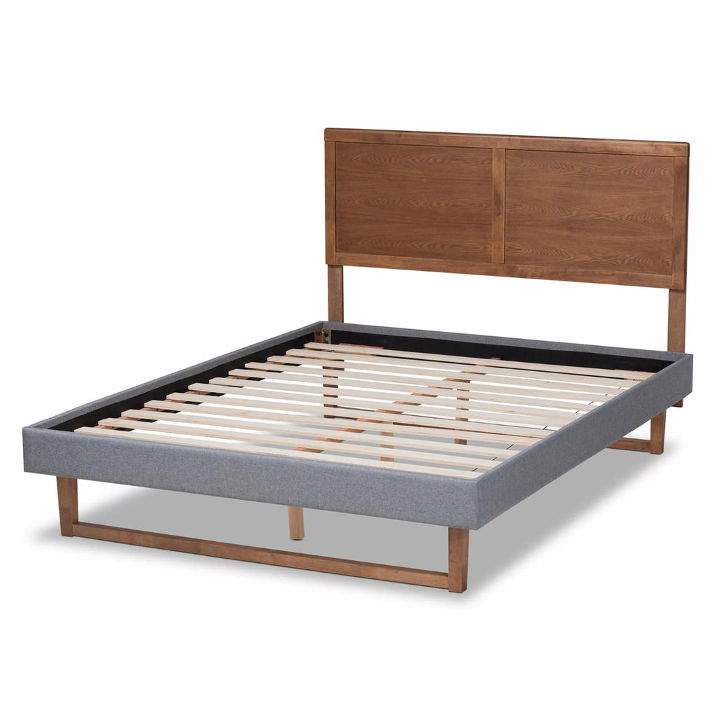 King Size Dark Gray Upholstered Wood Platform Bed I167