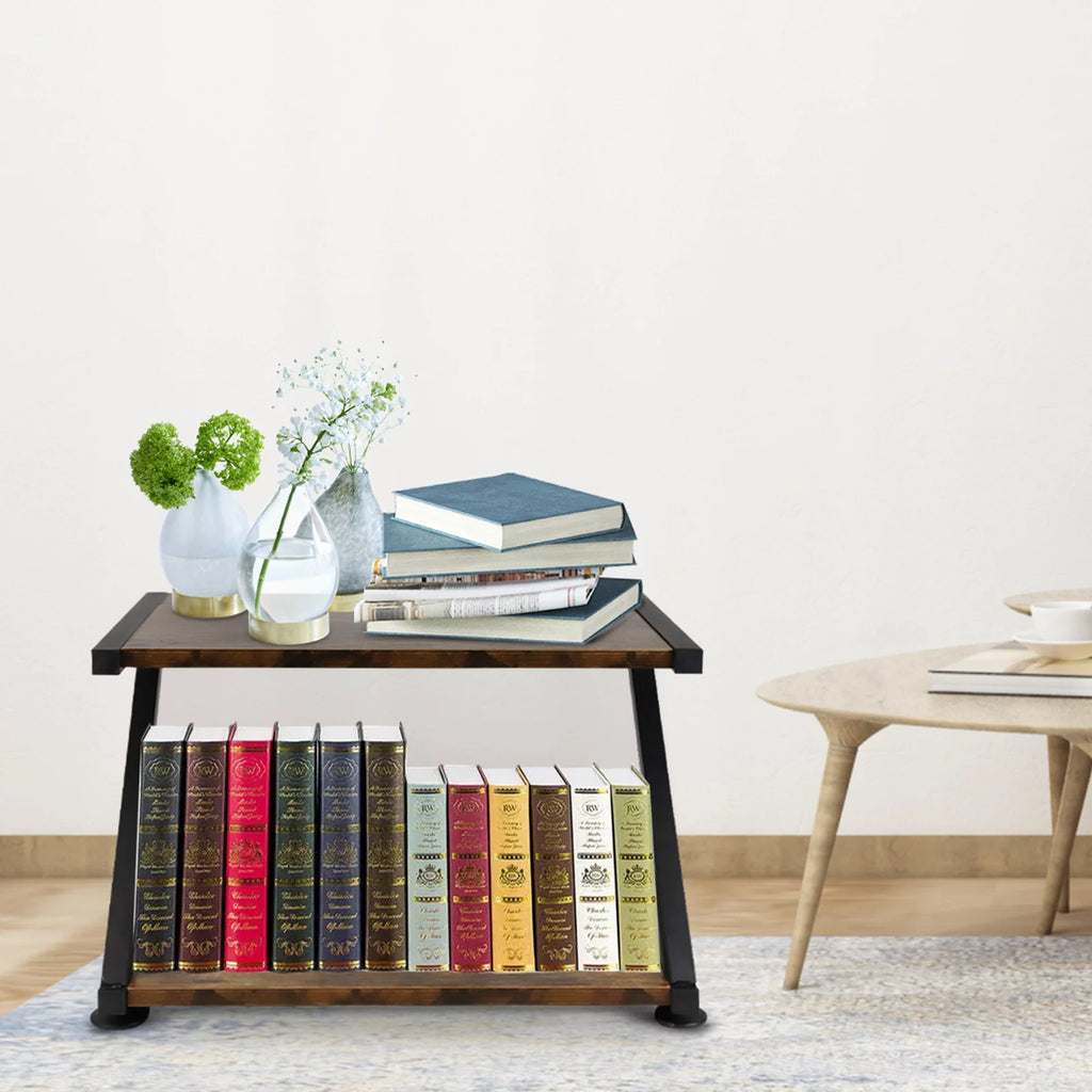 Black Brown 2-Tier Printer Stand with Wheels Y7176