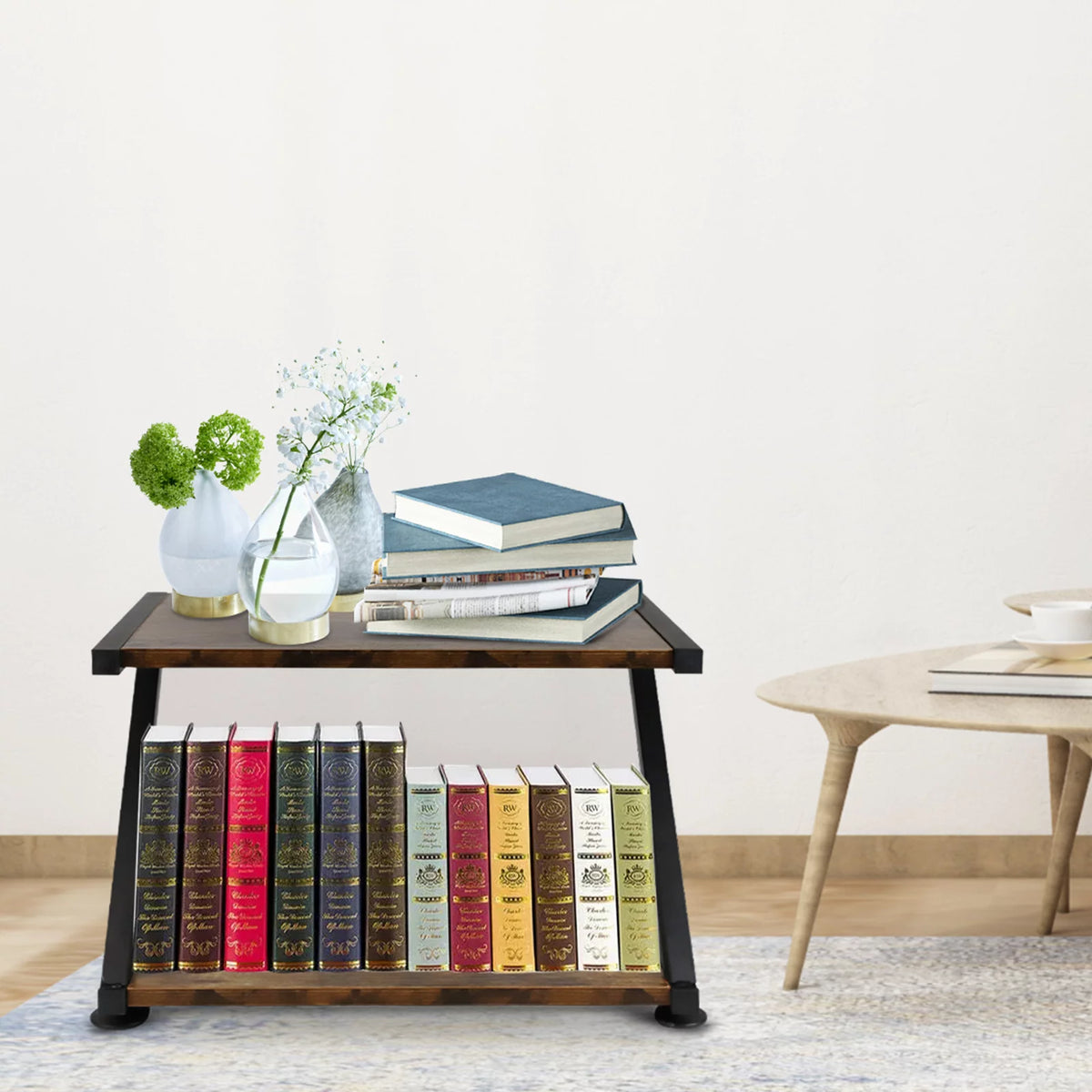 Black Brown 2-Tier Printer Stand with Wheels Y7176