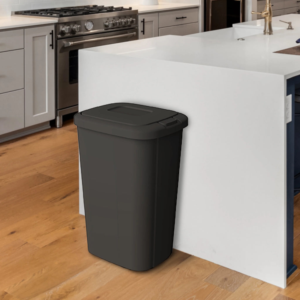 13.3 Gallon Black Plastic Touch Top Trash Can U302661