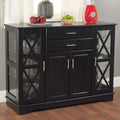 Black Wood Buffet Sideboard with Glass Doors D32011