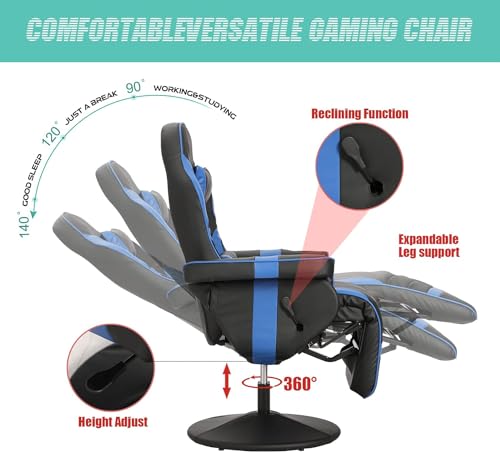 Reclining Gaming Chair with Footrest and Massage W9603