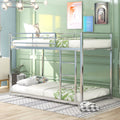 Metal Twin over Twin Low Bunk Bed with Ladder and Safety Guardrails I591